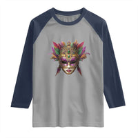 Jeweled Mask Louisiana Mardi Gras Raglan Shirt