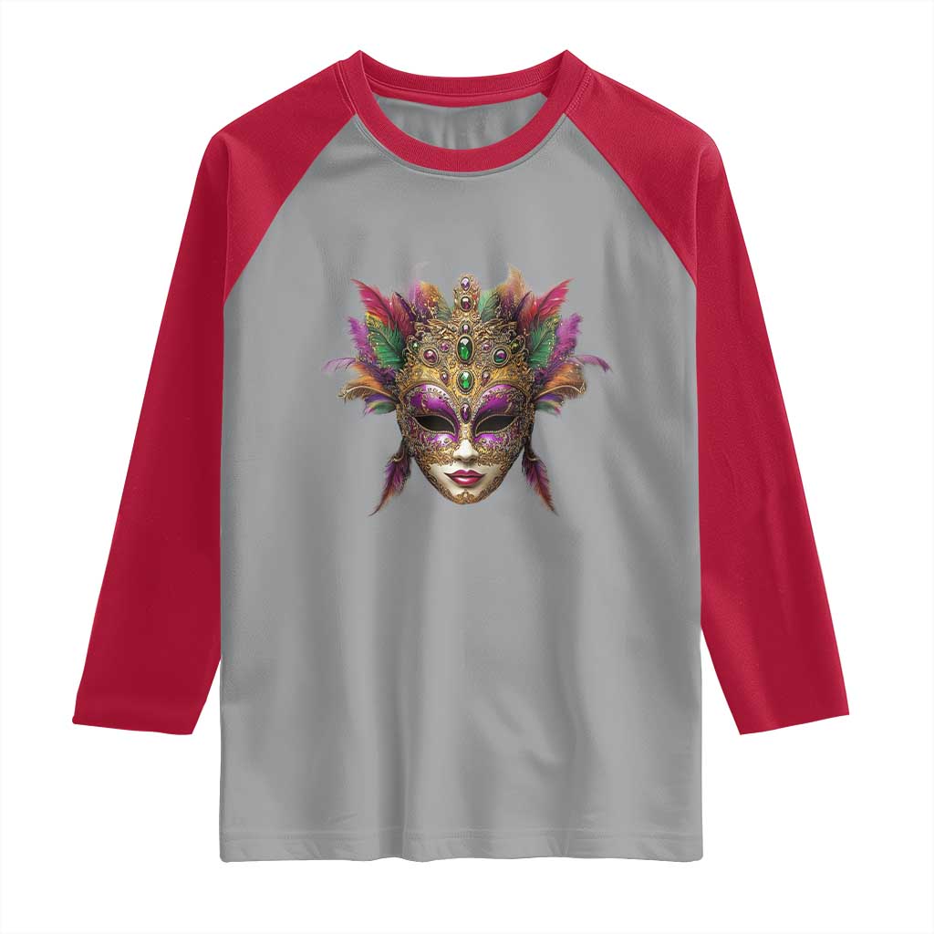 Jeweled Mask Louisiana Mardi Gras Raglan Shirt