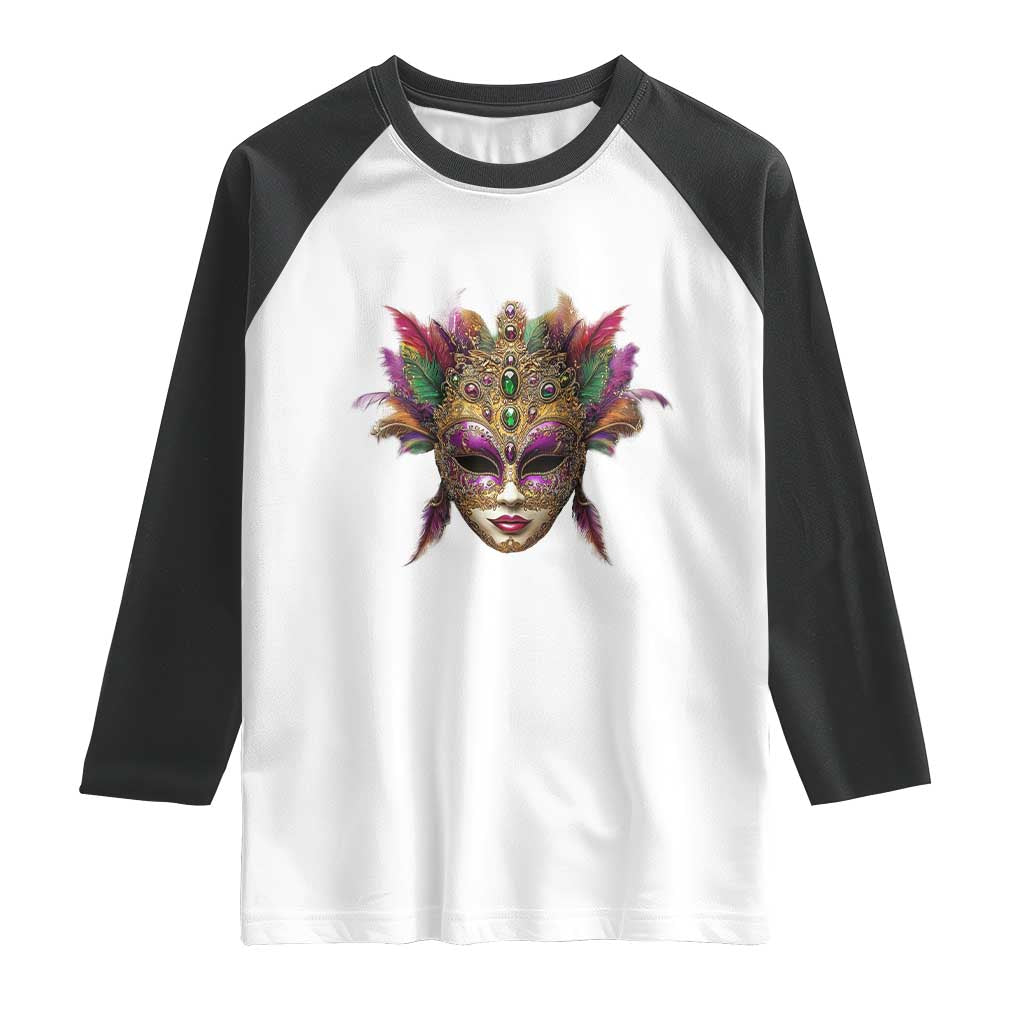 Jeweled Mask Louisiana Mardi Gras Raglan Shirt
