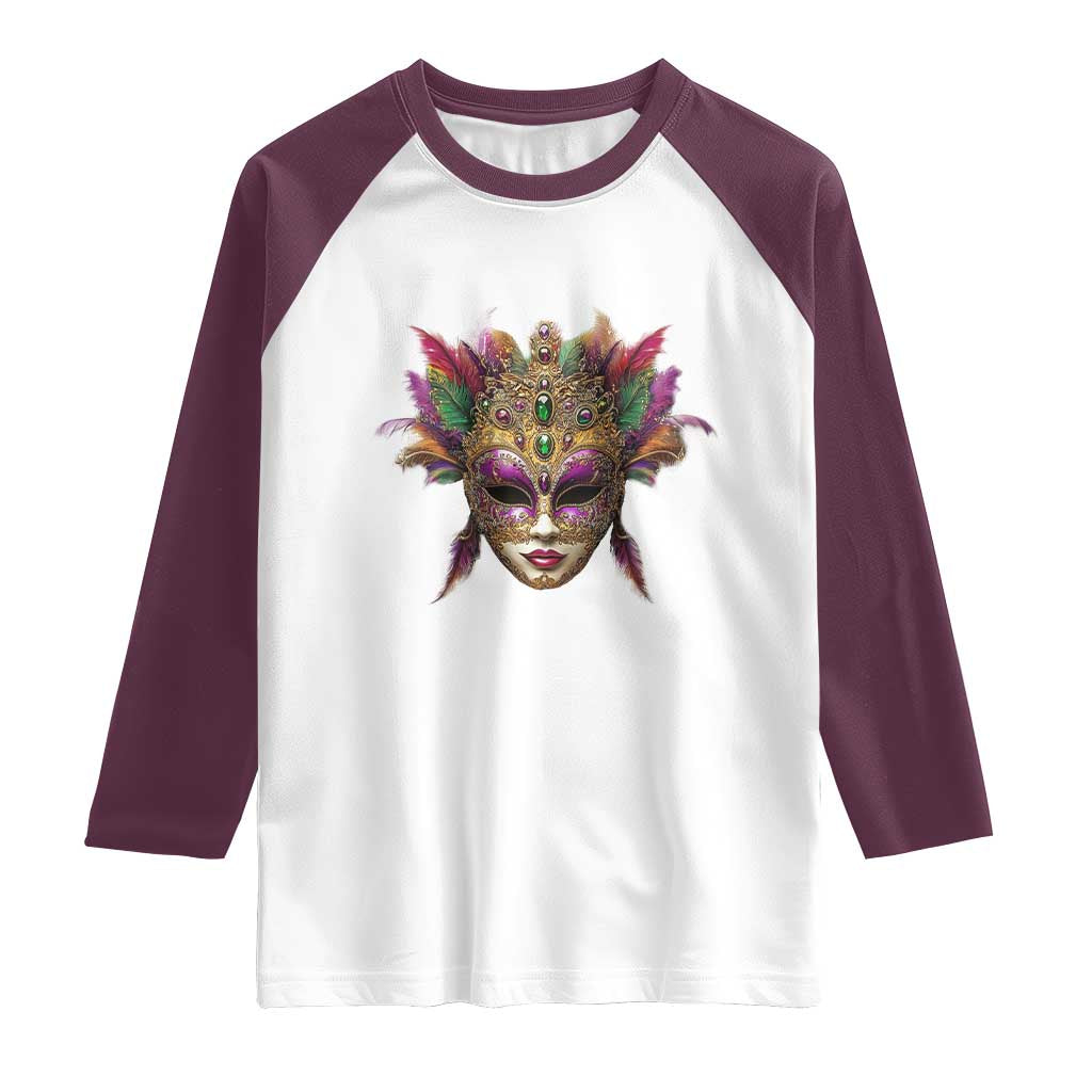 Jeweled Mask Louisiana Mardi Gras Raglan Shirt