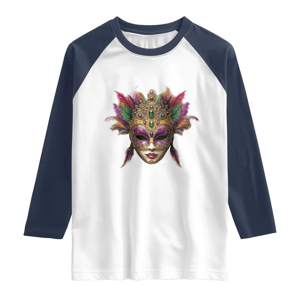 Jeweled Mask Louisiana Mardi Gras Raglan Shirt