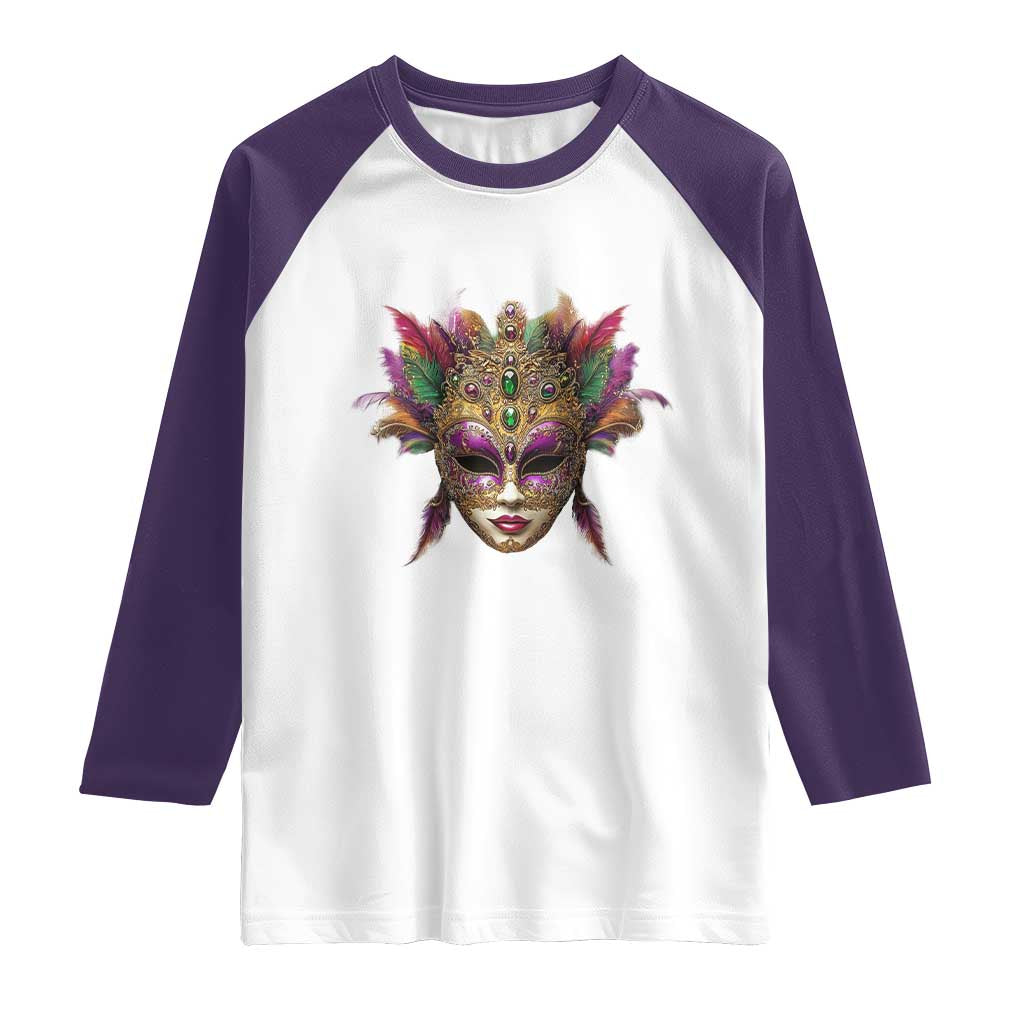 Jeweled Mask Louisiana Mardi Gras Raglan Shirt