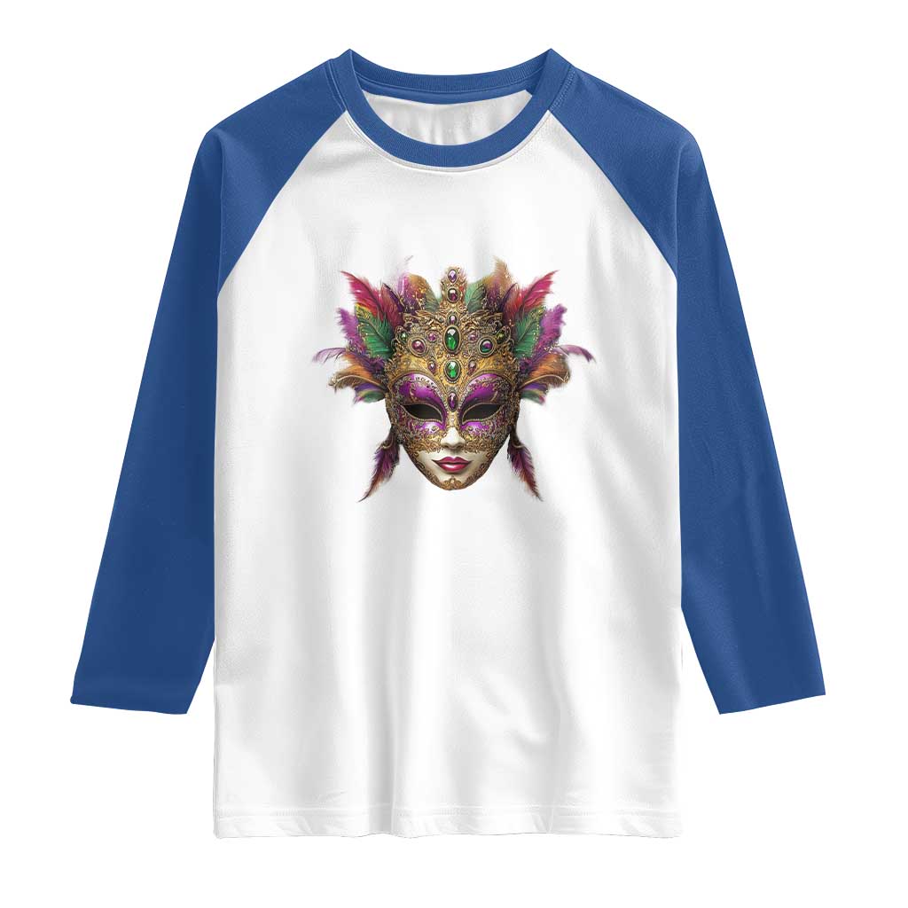 Jeweled Mask Louisiana Mardi Gras Raglan Shirt