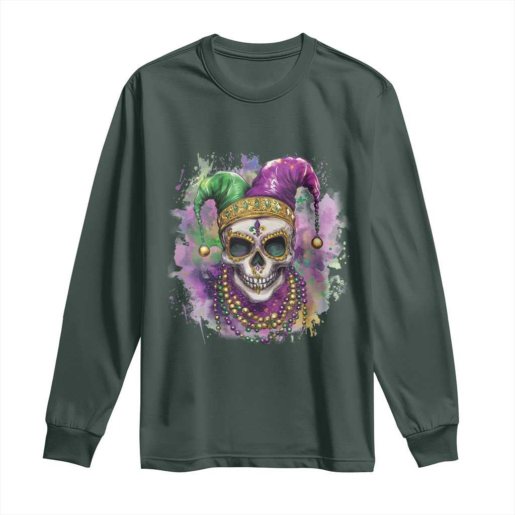Skeleton Jester Louisiana Mardi Gras Long Sleeve Shirt