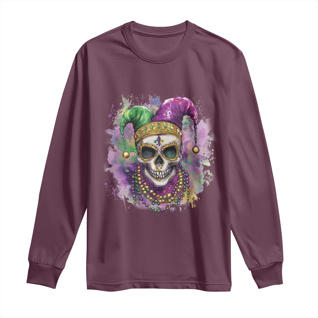 Skeleton Jester Louisiana Mardi Gras Long Sleeve Shirt