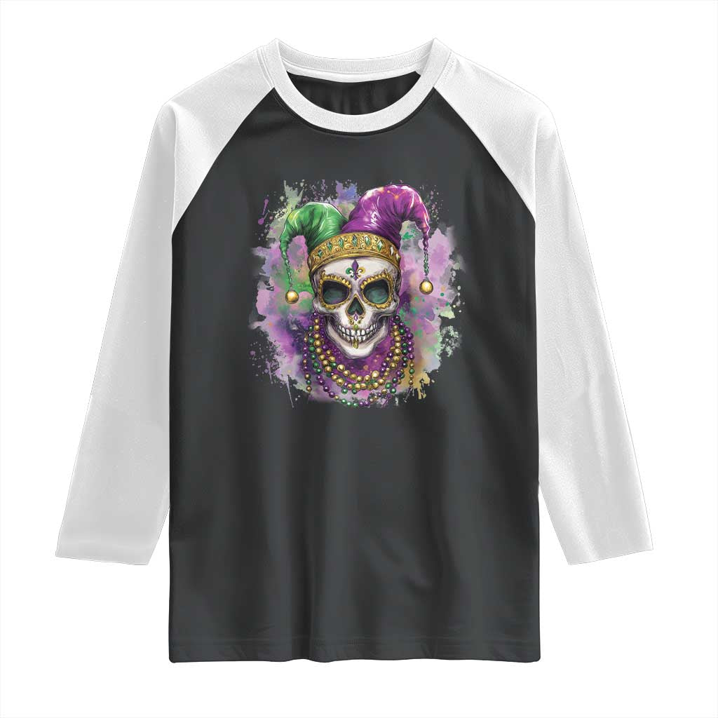 Skeleton Jester Louisiana Mardi Gras Raglan Shirt