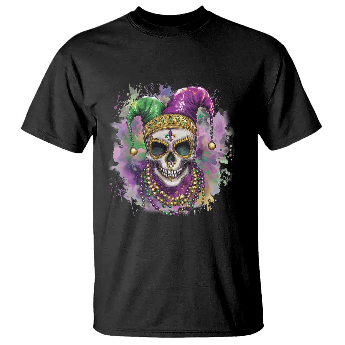 Skeleton Jester Louisiana Mardi Gras T Shirt