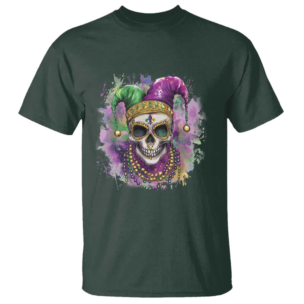 Skeleton Jester Louisiana Mardi Gras T Shirt