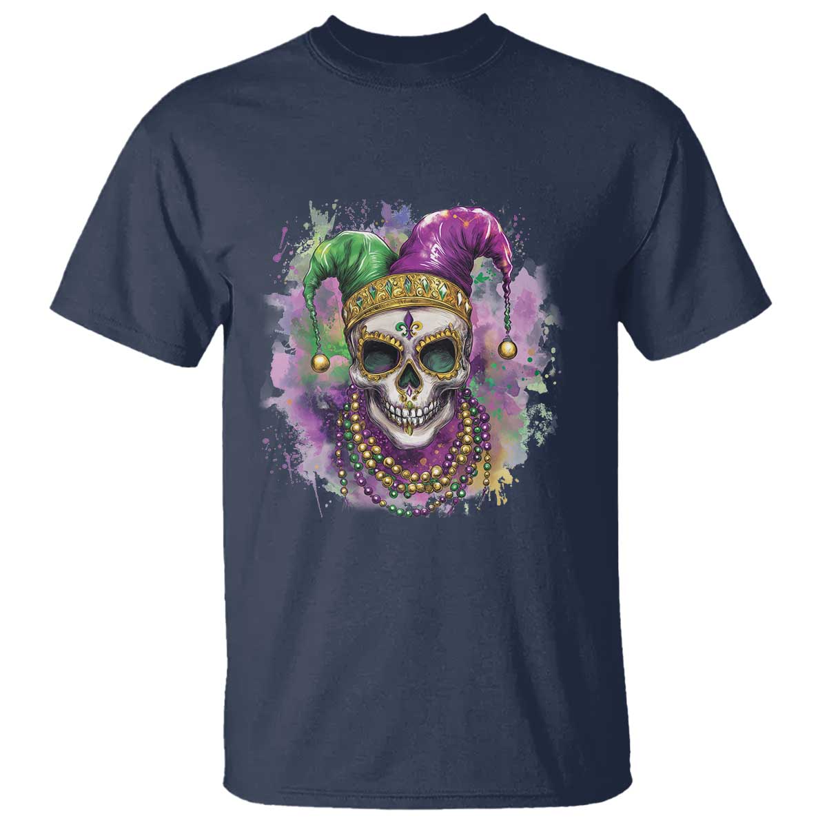 Skeleton Jester Louisiana Mardi Gras T Shirt