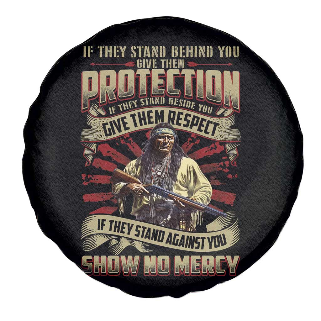 Native American Warrior Spare Tire Cover If They Stand Against You Show No Mercy