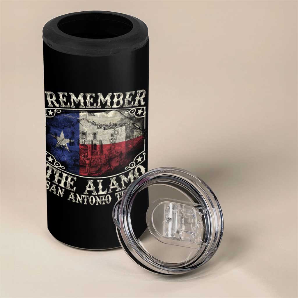 Texas Remember The Alamo 4 in 1 Can Cooler Tumbler San Antonio Alamo War Texan Flag History Lover