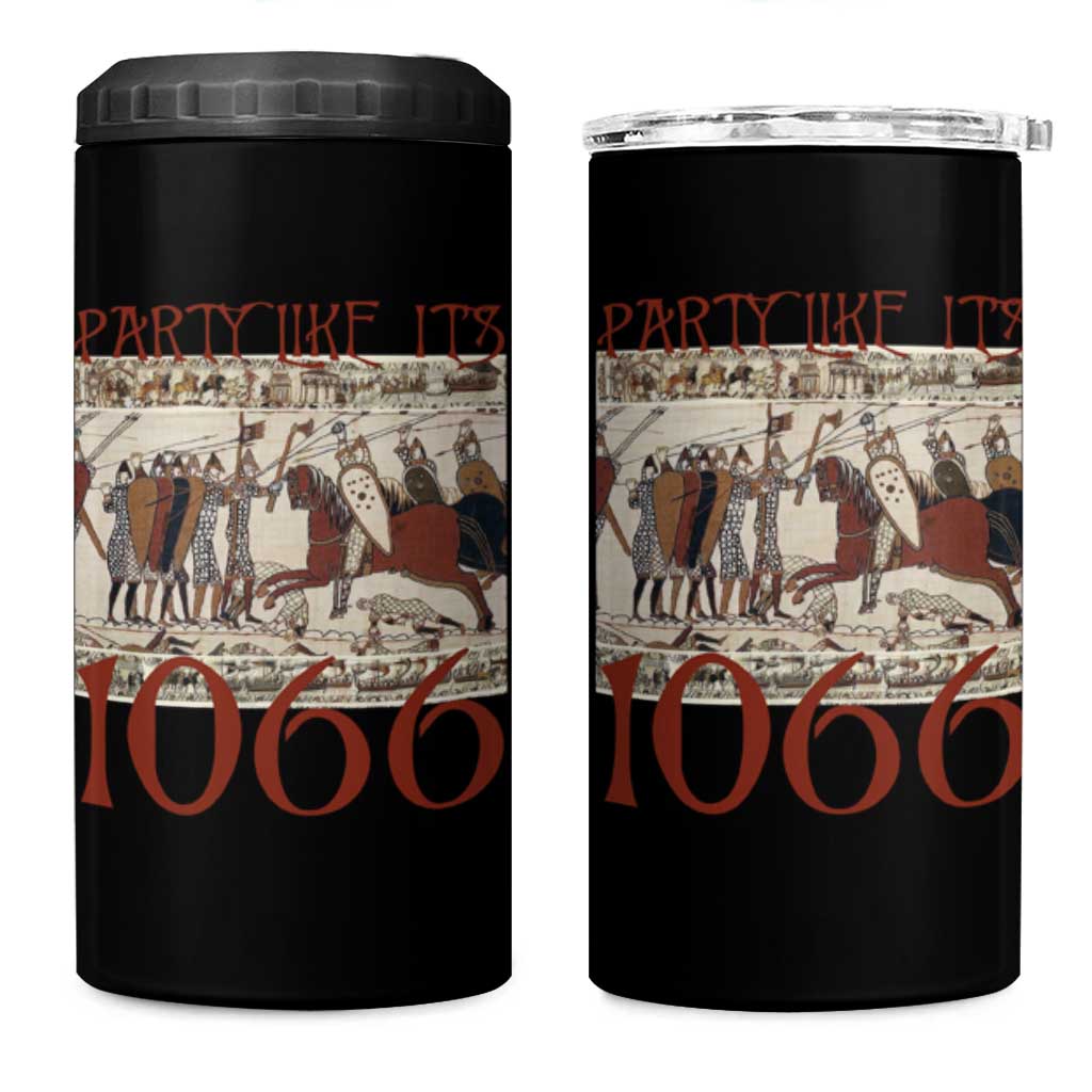 Medieval Bayeux Tapestry Hastings 1066 4 in 1 Can Cooler Tumbler Funny Party Like It's 1066 History Lover