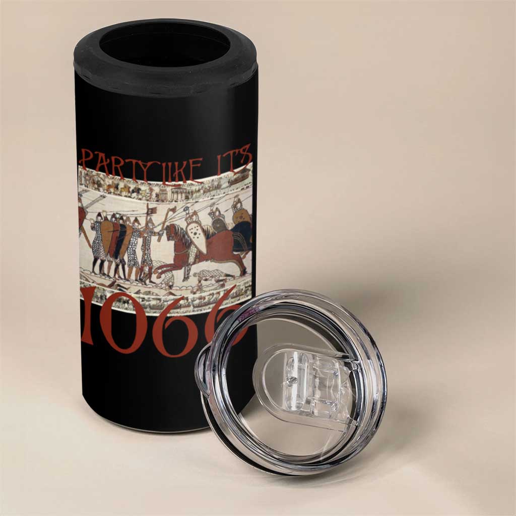 Medieval Bayeux Tapestry Hastings 1066 4 in 1 Can Cooler Tumbler Funny Party Like It's 1066 History Lover