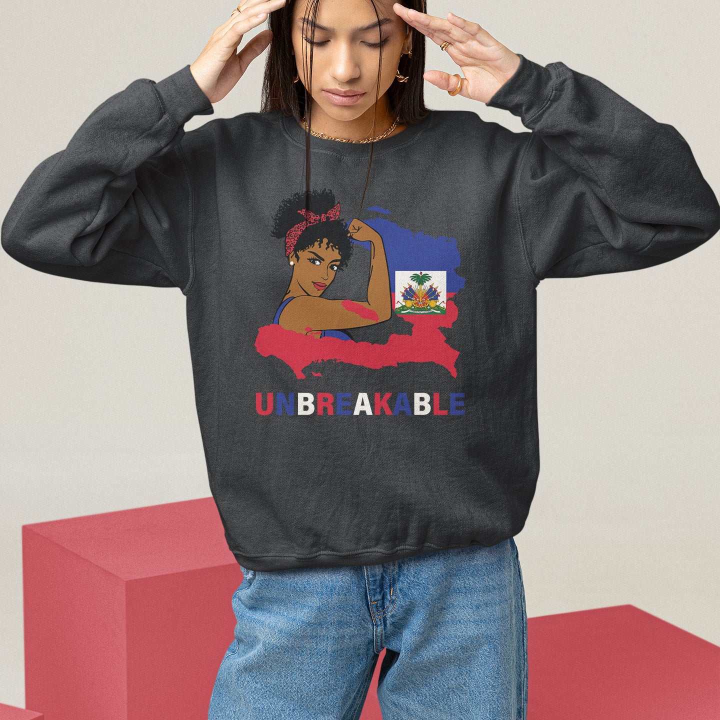 Haitian Queen Sweatshirt Proud Ayiti Woman Unbreakable Haiti