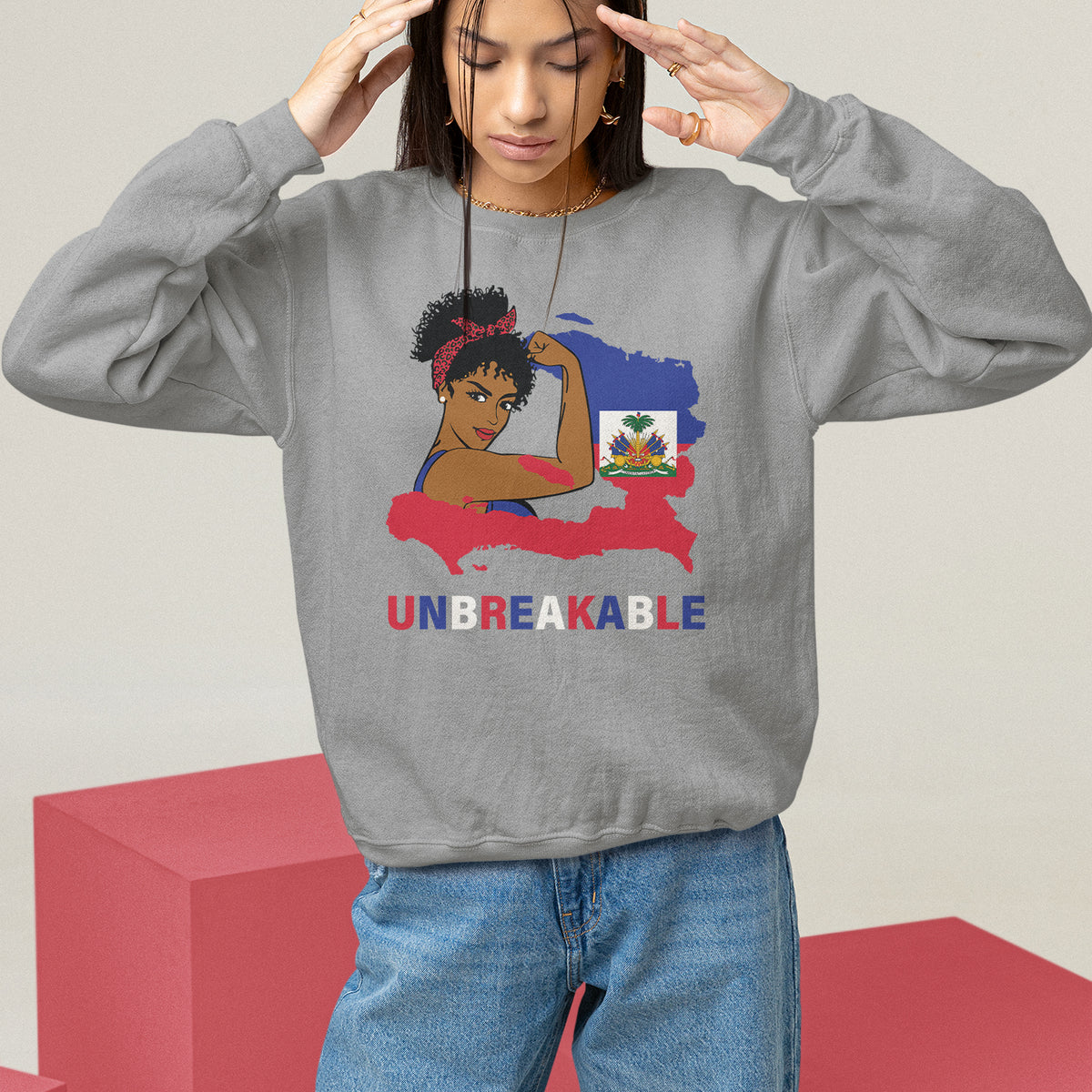 Haitian Queen Sweatshirt Proud Ayiti Woman Unbreakable Haiti - Wonder Print Shop