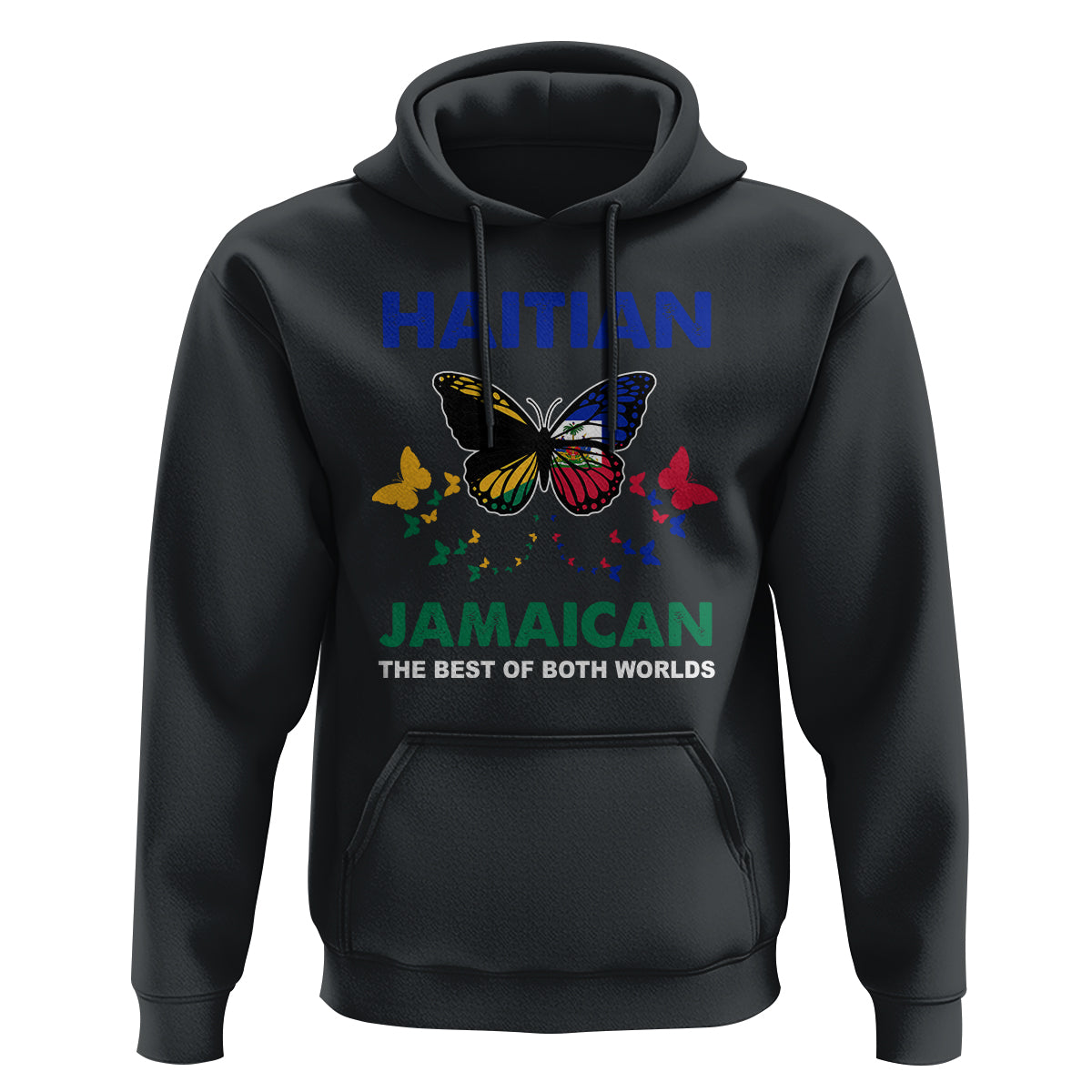 Haitian Jamaican Hoodie The Best Of Both Worlds Butterfly Haiti Jamaica Flag