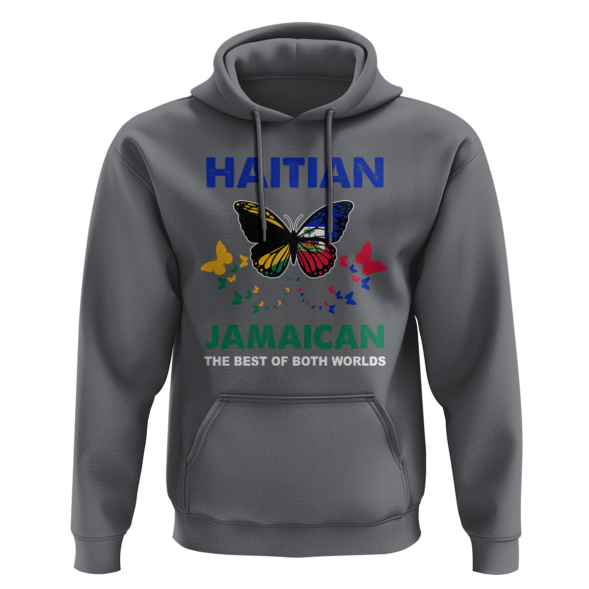Haitian Jamaican Hoodie The Best Of Both Worlds Butterfly Haiti Jamaica Flag - Wonder Print Shop