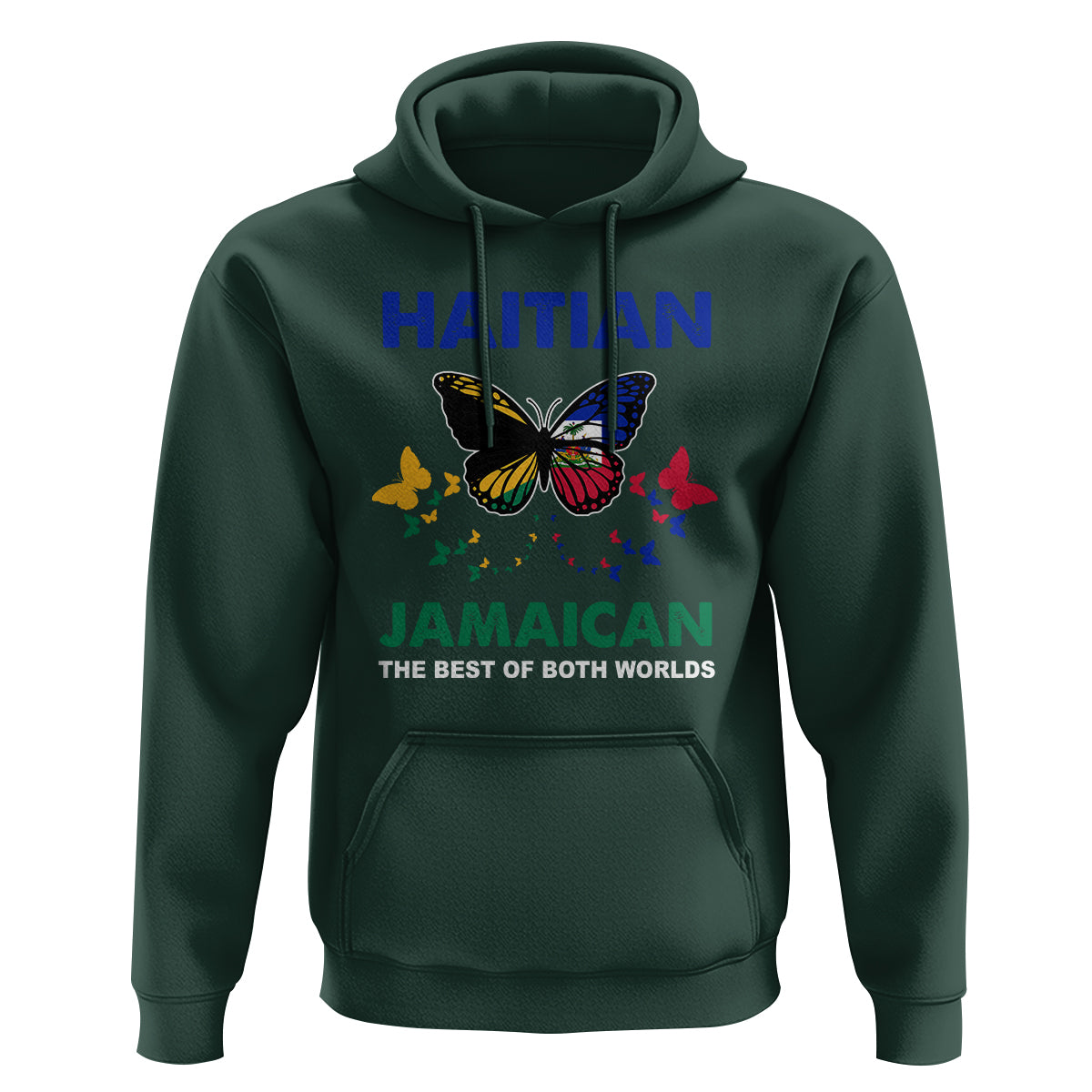 Haitian Jamaican Hoodie The Best Of Both Worlds Butterfly Haiti Jamaica Flag - Wonder Print Shop