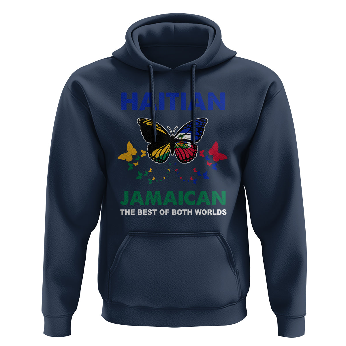 Haitian Jamaican Hoodie The Best Of Both Worlds Butterfly Haiti Jamaica Flag - Wonder Print Shop