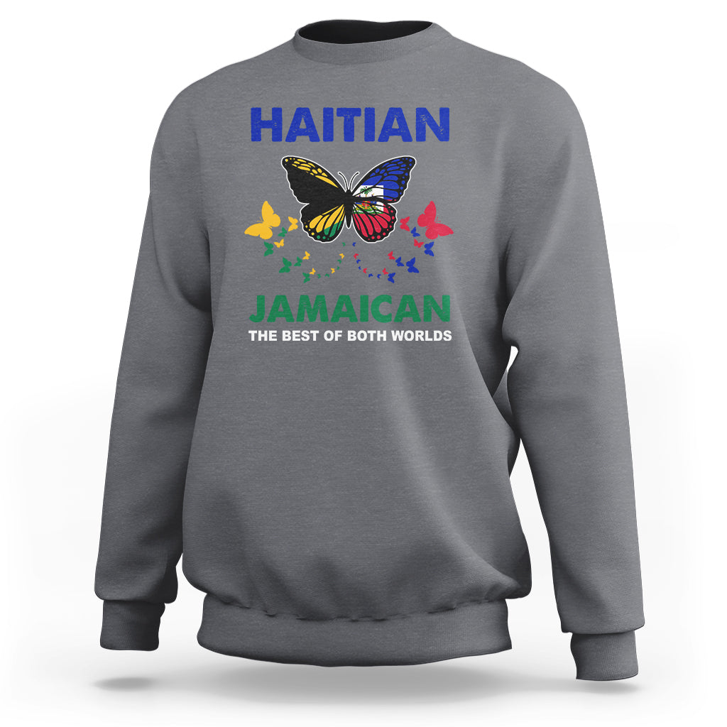 Haitian Jamaican Sweatshirt The Best Of Both Worlds Butterfly Haiti Jamaica Flag - Wonder Print Shop