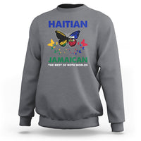 Haitian Jamaican Sweatshirt The Best Of Both Worlds Butterfly Haiti Jamaica Flag - Wonder Print Shop