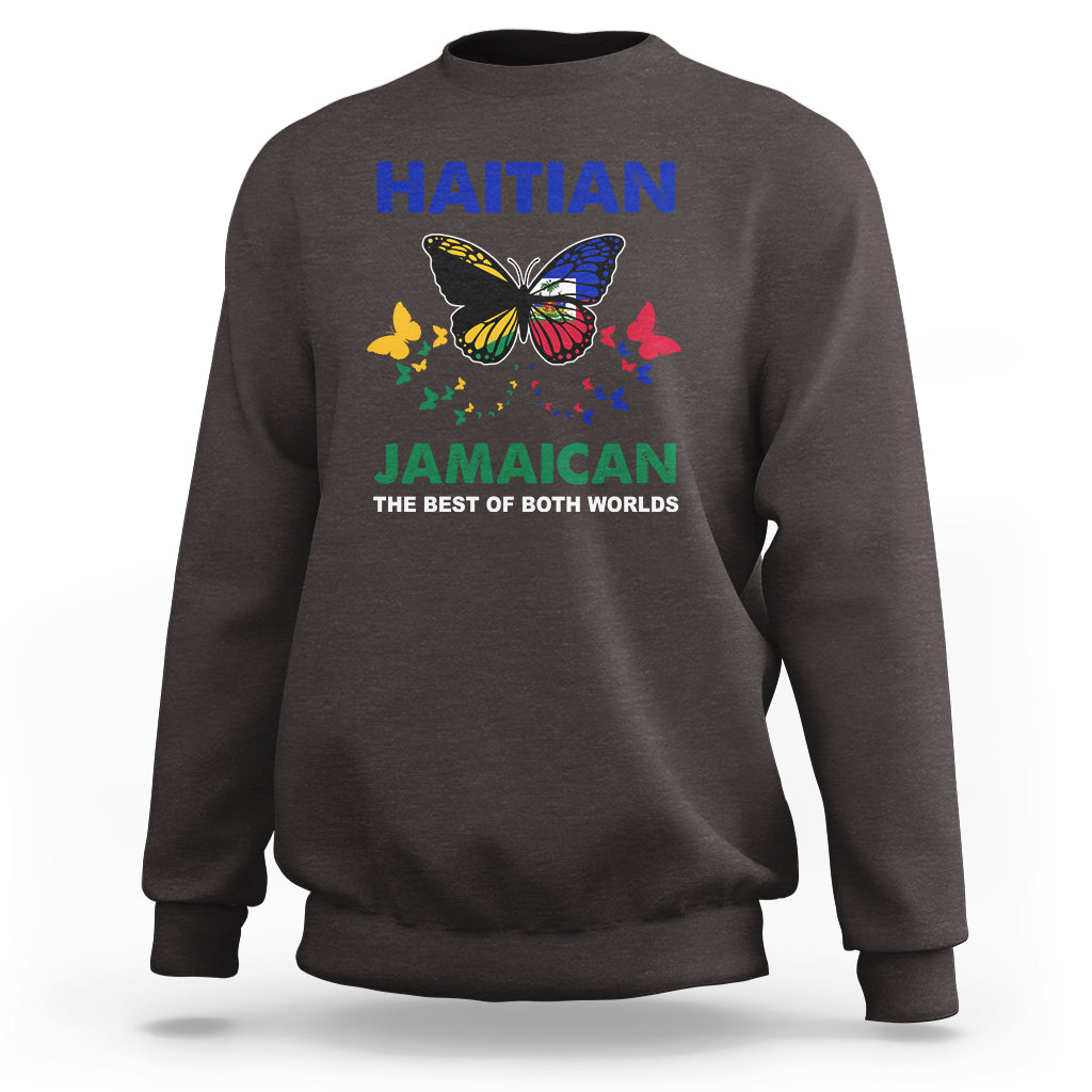 Haitian Jamaican Sweatshirt The Best Of Both Worlds Butterfly Haiti Jamaica Flag - Wonder Print Shop