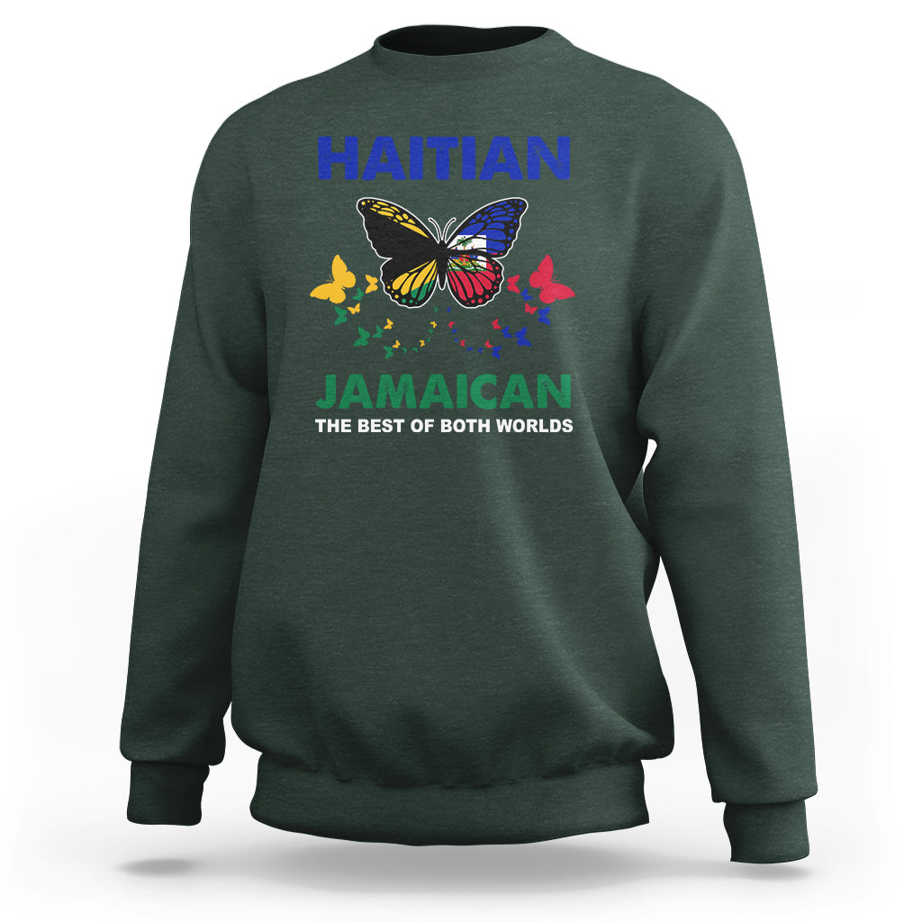 Haitian Jamaican Sweatshirt The Best Of Both Worlds Butterfly Haiti Jamaica Flag - Wonder Print Shop