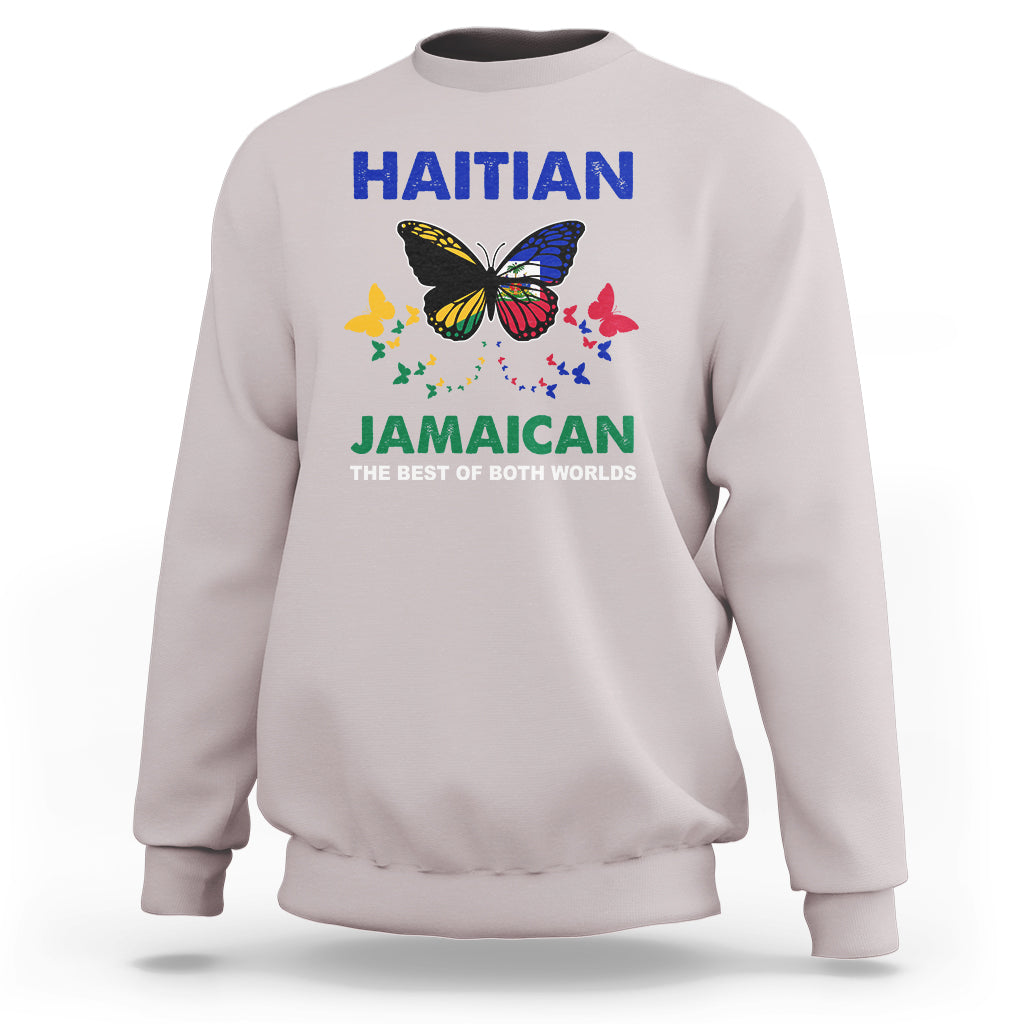 Haitian Jamaican Sweatshirt The Best Of Both Worlds Butterfly Haiti Jamaica Flag - Wonder Print Shop