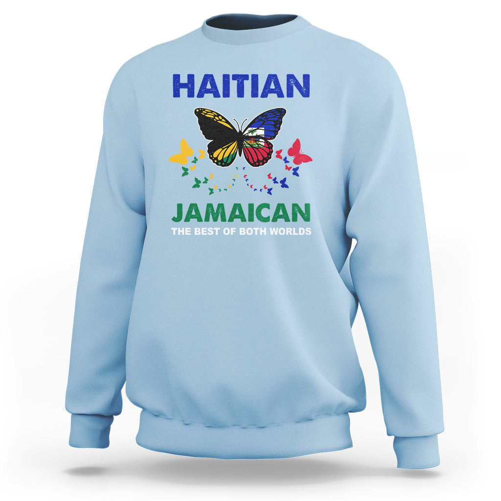 Haitian Jamaican Sweatshirt The Best Of Both Worlds Butterfly Haiti Jamaica Flag - Wonder Print Shop