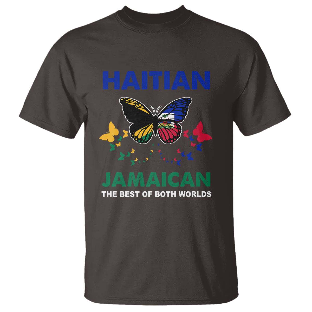 Haitian Jamaican T Shirt The Best Of Both Worlds Butterfly Haiti Jamaica Flag - Wonder Print Shop