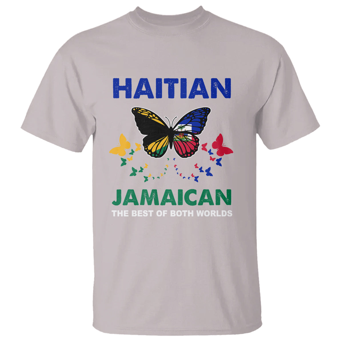 Haitian Jamaican T Shirt The Best Of Both Worlds Butterfly Haiti Jamaica Flag - Wonder Print Shop