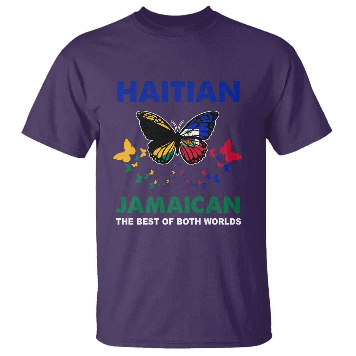 Haitian Jamaican T Shirt The Best Of Both Worlds Butterfly Haiti Jamaica Flag - Wonder Print Shop