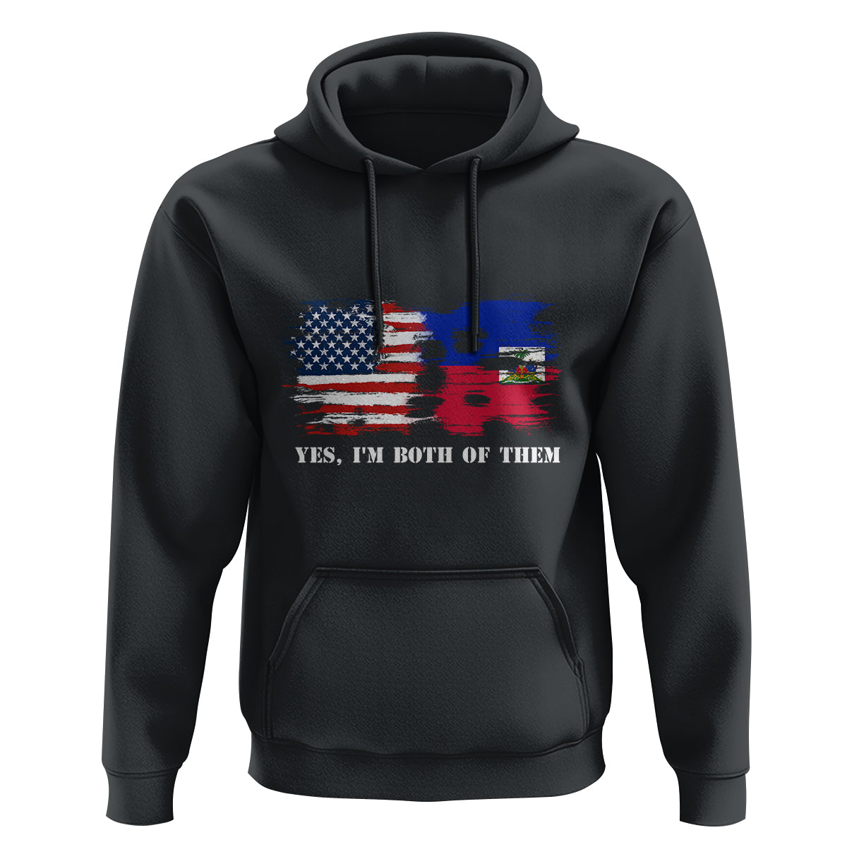 Haitian American Hoodie Yes I'm Both Of Them USA Haiti Flag Shirt - Wonder Print Shop