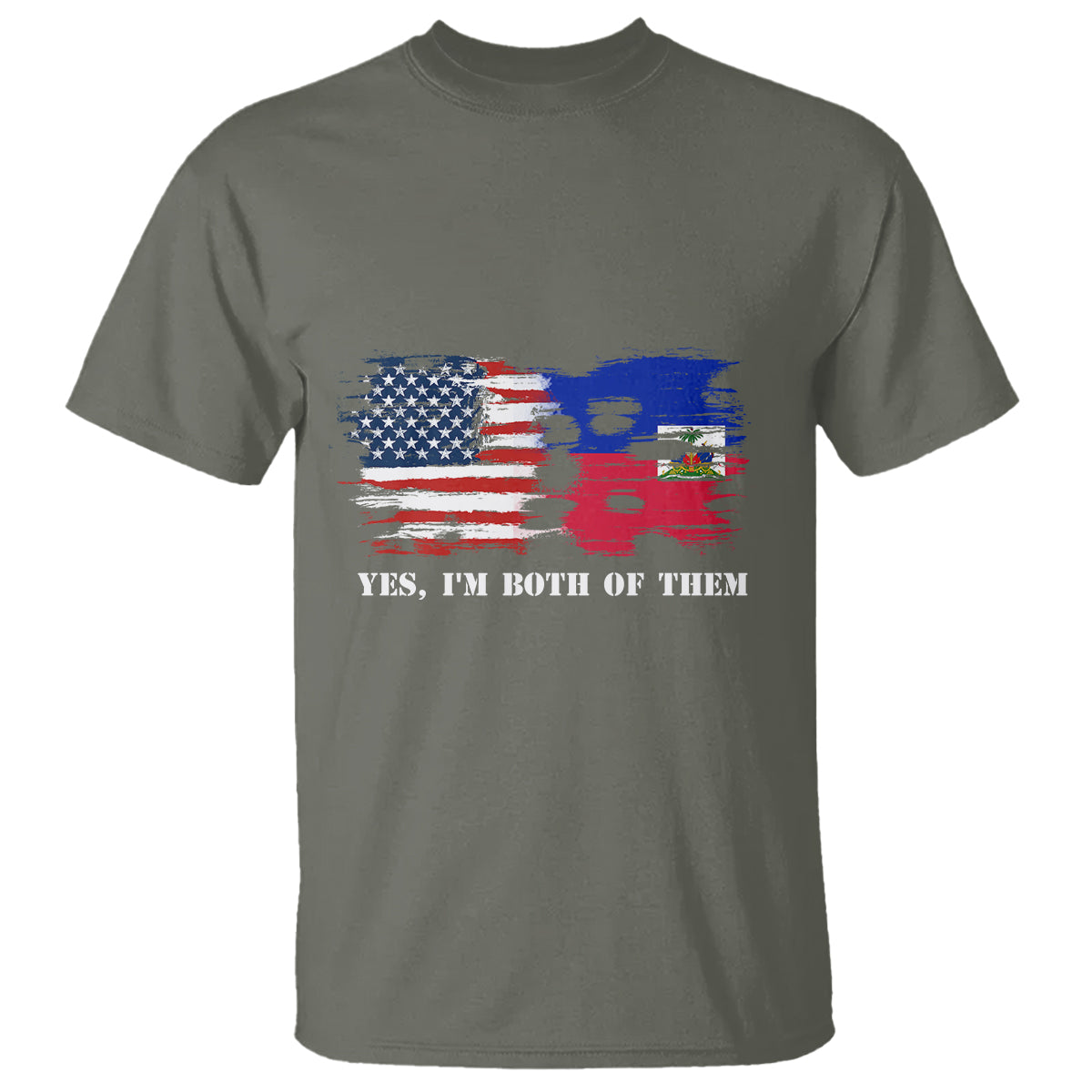 Haitian American T Shirt Yes I'm Both Of Them USA Haiti Flag Shirt - Wonder Print Shop