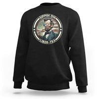 Funny Abraham Lincoln Sweatshirt Sippin On Liber-Tea Drinking Tea 4th Of July - Wonder Print Shop