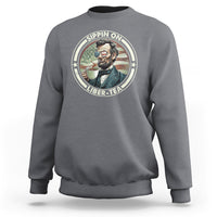 Funny Abraham Lincoln Sweatshirt Sippin On Liber-Tea Drinking Tea 4th Of July - Wonder Print Shop