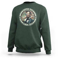 Funny Abraham Lincoln Sweatshirt Sippin On Liber-Tea Drinking Tea 4th Of July - Wonder Print Shop