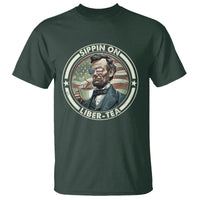 Funny Abraham Lincoln T Shirt Sippin On Liber-Tea Drinking Tea 4th Of July - Wonder Print Shop