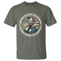 Funny Abraham Lincoln T Shirt Sippin On Liber-Tea Drinking Tea 4th Of July - Wonder Print Shop
