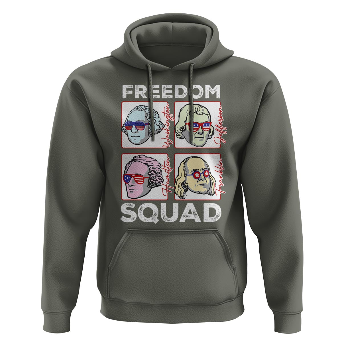 4th Of July Hoodie US Freedom Squad Washington Jefferson Hamilton Franklin - Wonder Print Shop