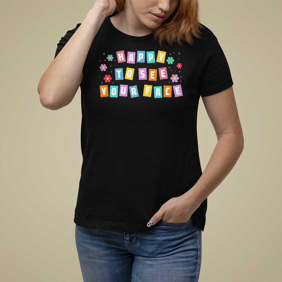 Teacher T Shirt For Women Happy To See Your Face Back To School - Wonder Print Shop