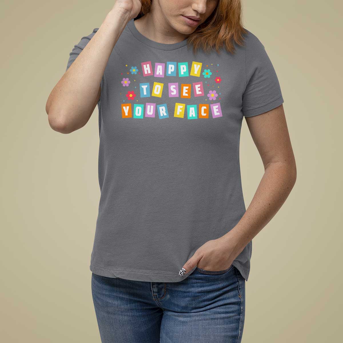 Teacher T Shirt For Women Happy To See Your Face Back To School - Wonder Print Shop