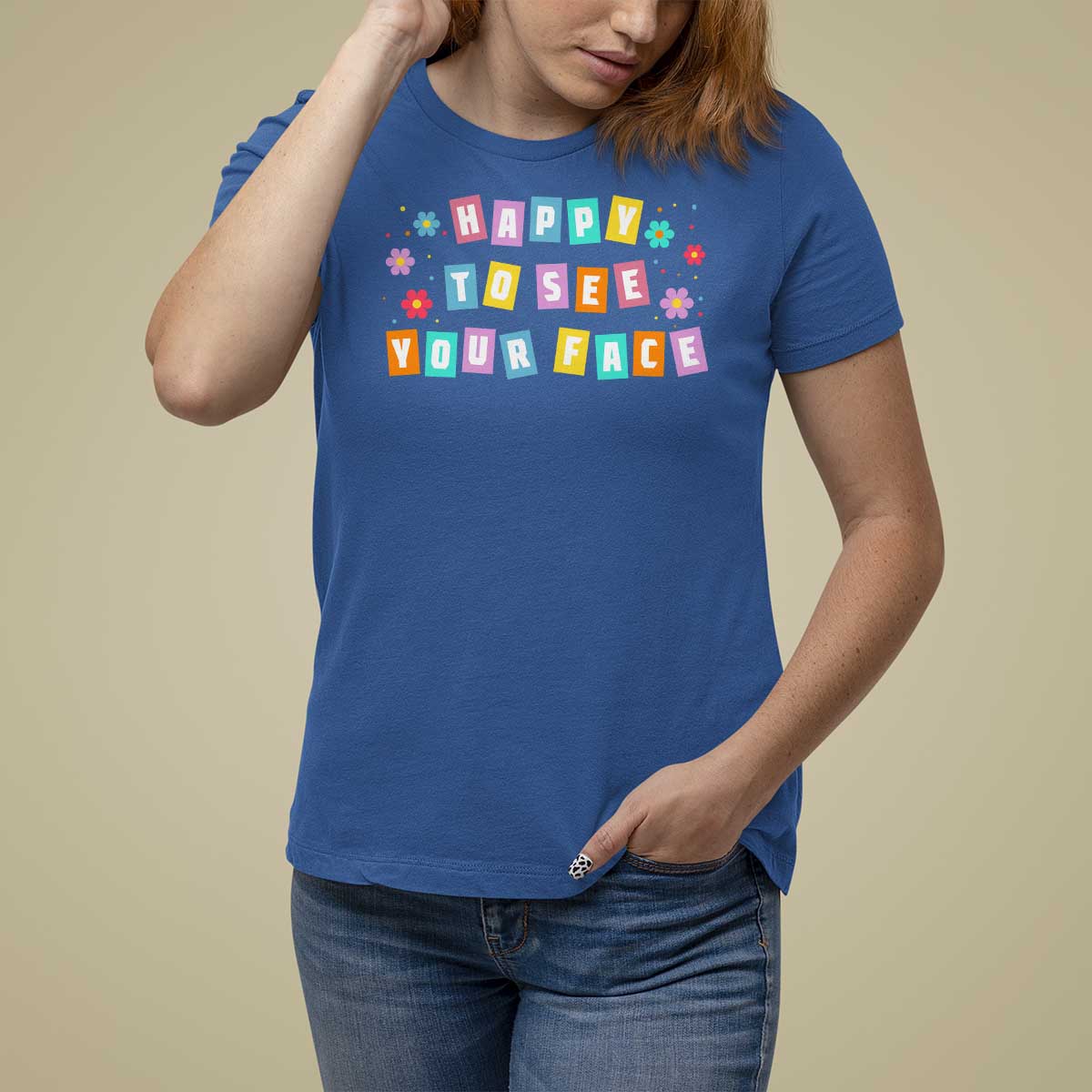 Teacher T Shirt For Women Happy To See Your Face Back To School - Wonder Print Shop