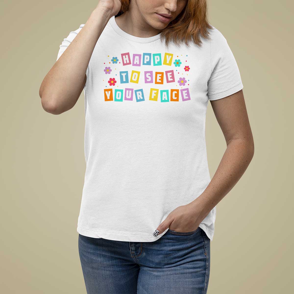 Teacher T Shirt For Women Happy To See Your Face Back To School - Wonder Print Shop