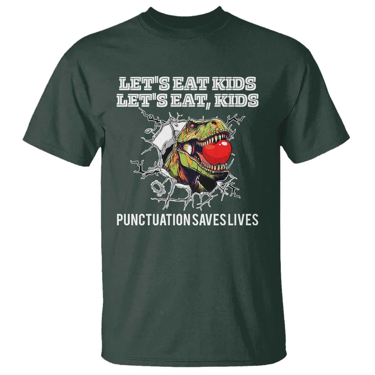 Funny Teacher T Shirt Let's Eat Kid Punctuation Saves Lives - Wonder Print Shop