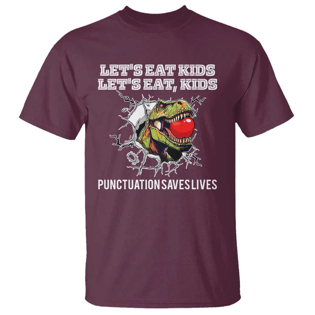 Funny Teacher T Shirt Let's Eat Kid Punctuation Saves Lives - Wonder Print Shop