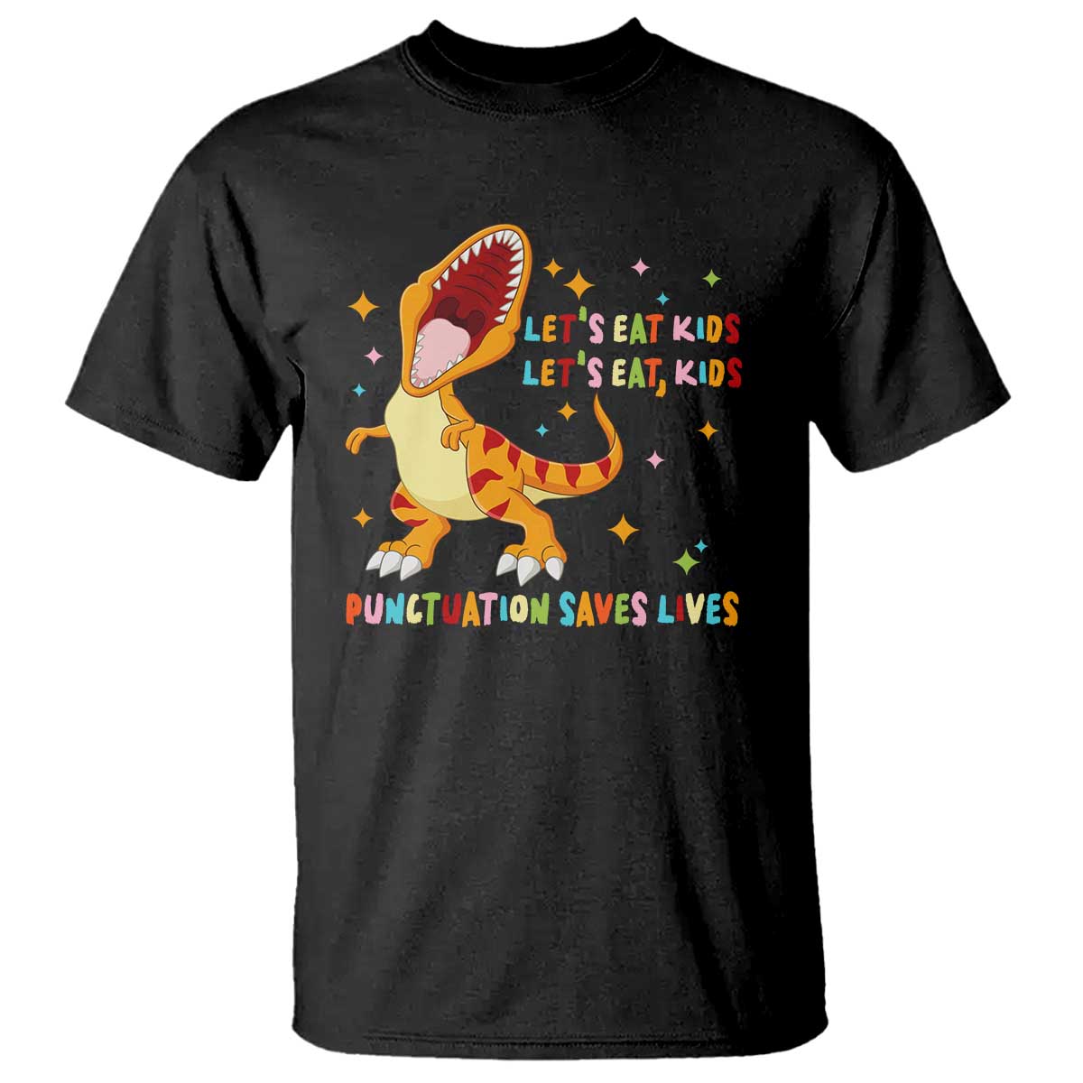 Funny Teacher T Shirt Let's Eat Kid Punctuation Saves Lives - Wonder Print Shop