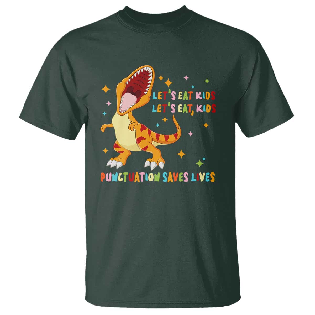 Funny Teacher T Shirt Let's Eat Kid Punctuation Saves Lives - Wonder Print Shop