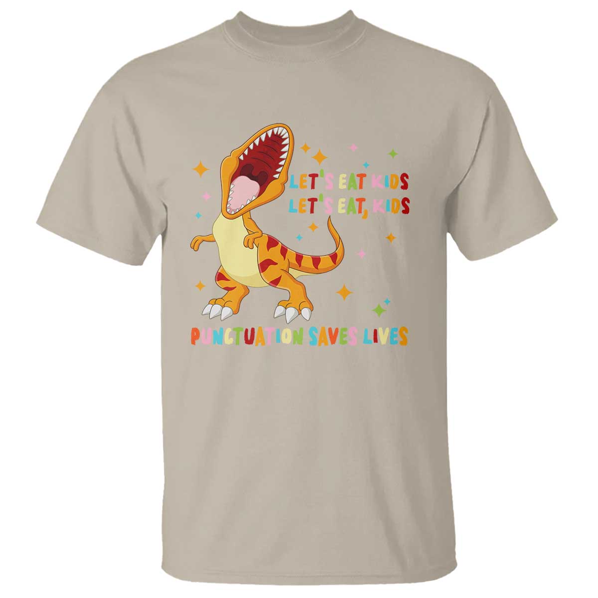 Funny Teacher T Shirt Let's Eat Kid Punctuation Saves Lives - Wonder Print Shop