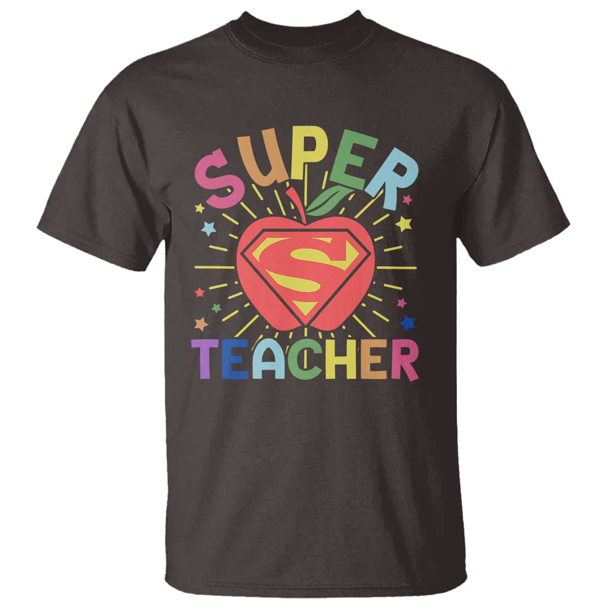 Funny Super Teacher Superhero Apple T Shirt - Wonder Print Shop